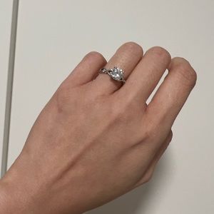 Cubic Zirconia Twig Twist Branch Engagement Ring in Sterling Silver, Size 4